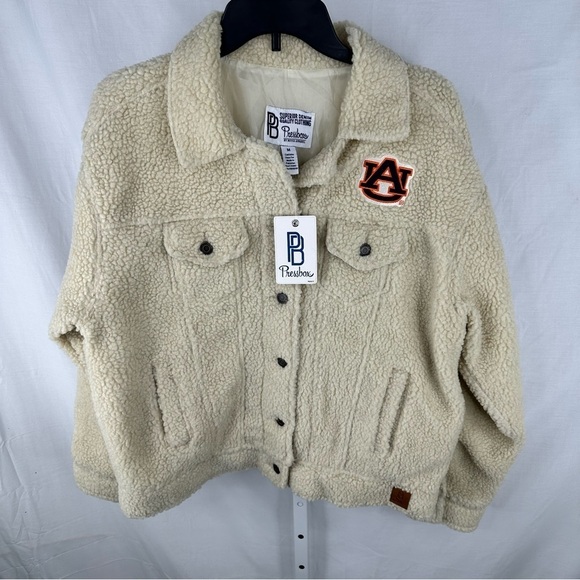 NWT Pressbox Women's Off-White Sherpa Auburn Tigers Football Jacket - Size M - Picture 1 of 6